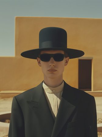 Mysterious Figure in Desert City