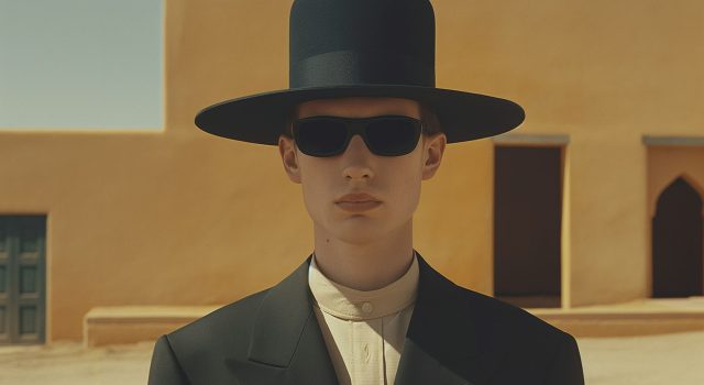 Mysterious Figure in Desert City